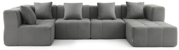 MILYSOFA SOFABULOUS: divano angolare modulare a 5 posti con chaise longue, raffinato tessuto a ricami, grigio nuvola