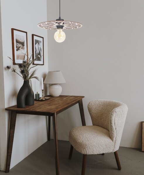 Lampadario a sospensione con filo FALCO 1xE27/60W/230V diametro 30 cm beige