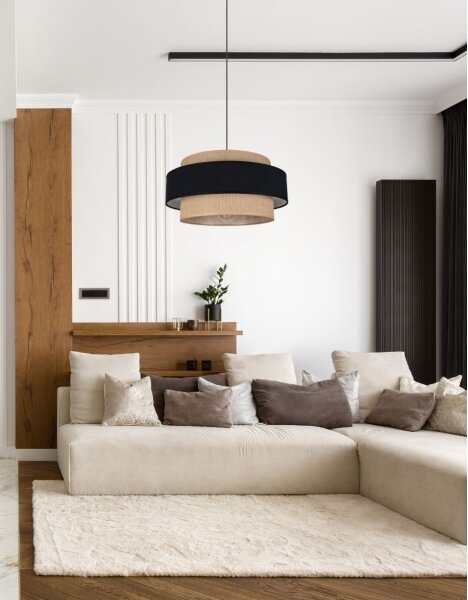 Lampadario a sospensione con filo CORSA 1xE27/60W/230V nero/beige