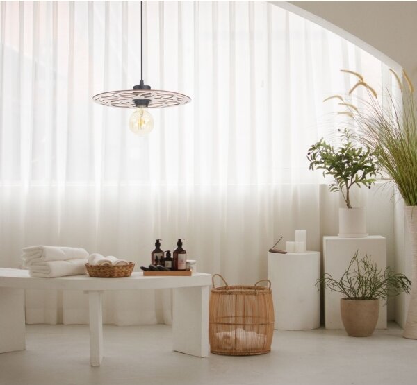 Lampadario a sospensione con filo FALCO 1xE27/60W/230V diametro 30 cm beige