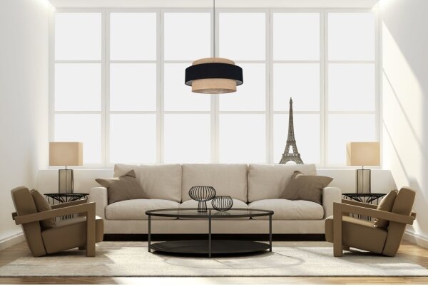 Lampadario a sospensione con filo CORSA 1xE27/60W/230V nero/beige