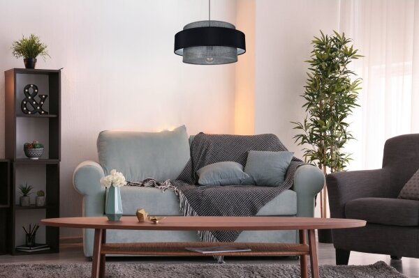 Lampadario a sospensione con filo CORSA 1xE27/60W/230V nero/grigio