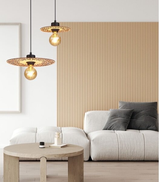Lampadario a sospensione con filo FALCO 1xE27/60W/230V diametro 30 cm beige