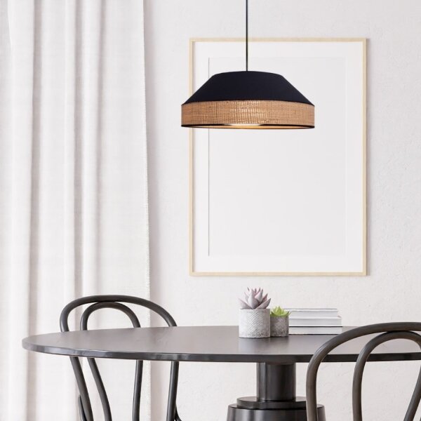 Lampadario a sospensione con filo MANISO 1xE27/60W/230V diametro 45 cm nero/beige