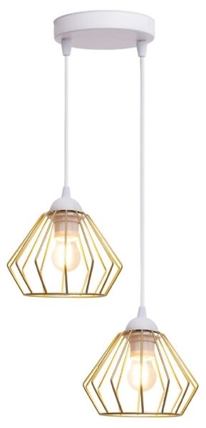 Lampadario a sospensione con filo CEED GOLD 2xE27/60W/230V diametro 28 cm bianco/oro