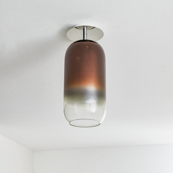 Plafoniera Artemide, Gople, dimmerabile, Bronzo / Ottone anticato, Soggiorno, Vetro, Design
