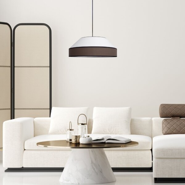 Lampadario a sospensione con filo MANISO 1xE27/60W/230V diametro 45 cm bianco/marrone