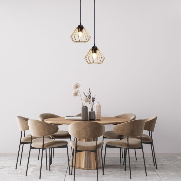 Lampadario a sospensione con filo CEED GOLD 2xE27/60W/230V diametro 28 cm nero/oro
