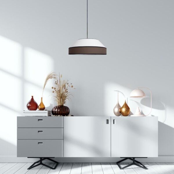 Lampadario a sospensione con filo MANISO 1xE27/60W/230V diametro 45 cm bianco/marrone