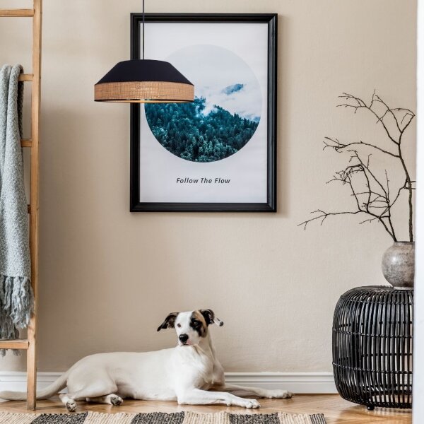 Lampadario a sospensione con filo MANISO 1xE27/60W/230V diametro 45 cm nero/beige