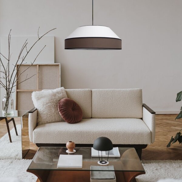 Lampadario a sospensione con filo MANISO 1xE27/60W/230V diametro 45 cm bianco/marrone
