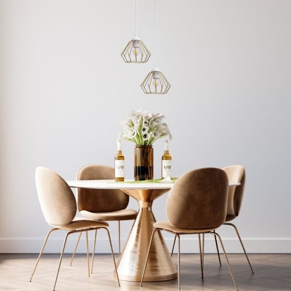 Lampadario a sospensione con filo CEED GOLD 2xE27/60W/230V diametro 28 cm bianco/oro