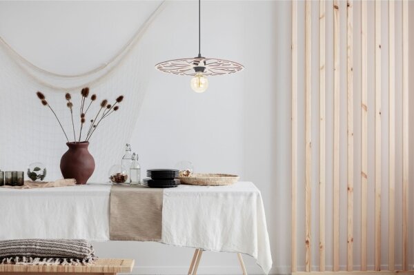 Lampadario a sospensione con filo FALCO 1xE27/60W/230V diametro 40 cm beige