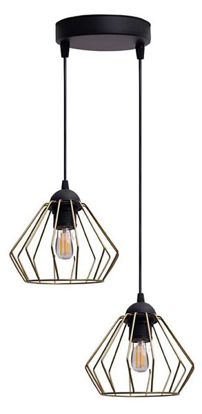 Lampadario a sospensione con filo CEED GOLD 2xE27/60W/230V diametro 28 cm nero/oro