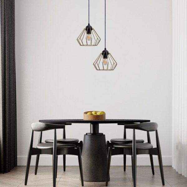 Lampadario a sospensione con filo CEED GOLD 2xE27/60W/230V diametro 28 cm nero/oro