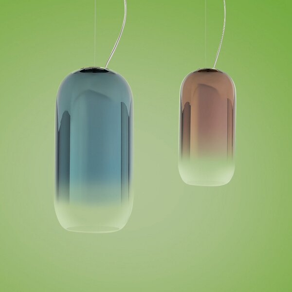 Lampada a sospensione Artemide, Gople, dimmerabile, Blu, Soggiorno, Vetro, Design