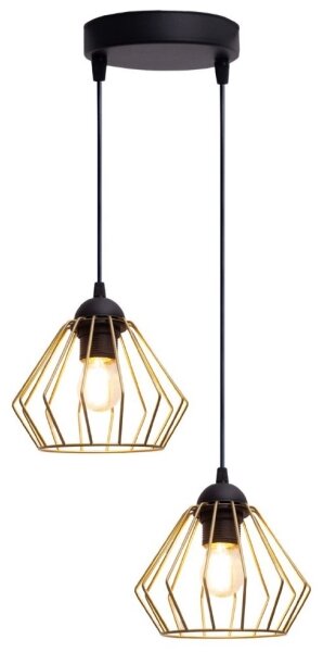 Lampadario a sospensione con filo CEED GOLD 2xE27/60W/230V diametro 28 cm nero/oro