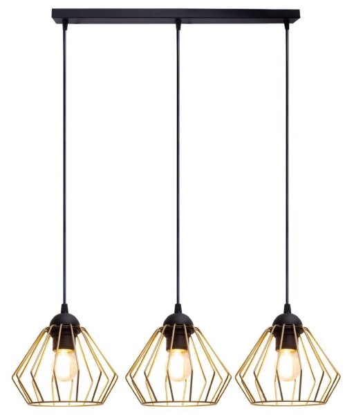 Lampadario a sospensione con filo CEED GOLD 3xE27/60W/230V nero/oro