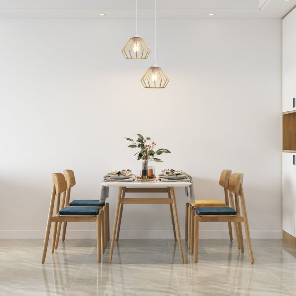 Lampadario a sospensione con filo CEED GOLD 2xE27/60W/230V diametro 28 cm bianco/oro