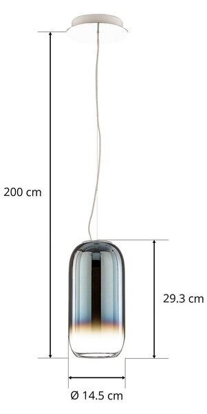 Lampada a sospensione Artemide, Gople Mini, dimmerabile, Blu, Soggiorno, Vetro, Design