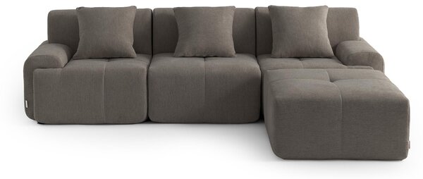 MILYSOFA SOFAMOUS: divano angolare modulare a 3 posti con chaise longue, in tessuto ciniglia color cenere