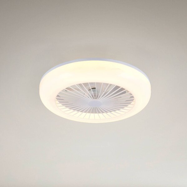 Reality Leuchten Ventilatore LED Mora, CC, silenzioso, Ø 45 cm, CCT, telecomando dimmerabile, Bianco / Opale, Soggiorno / Sala da pranzo, Plastica, Moderno
