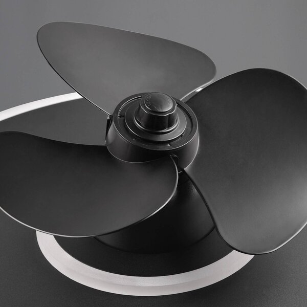 Reality Leuchten Ventilatore LED Nybro, nero, CC, silenzioso, 50 cm, CCT, telecomando dimmerabile, Nero, Soggiorno / Sala da pranzo, Metallo, Moderno