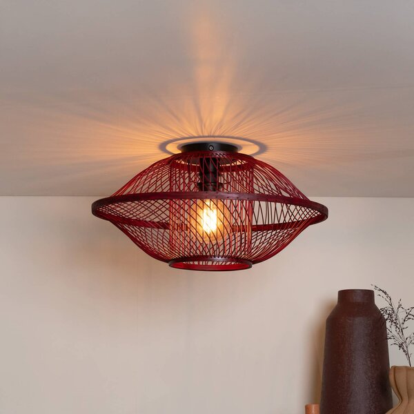 Good & Mojo Plafoniera soffitto Maui, dimmerabile, Rosso, Soggiorno / Sala da pranzo, bambù, Design, Plafoniera