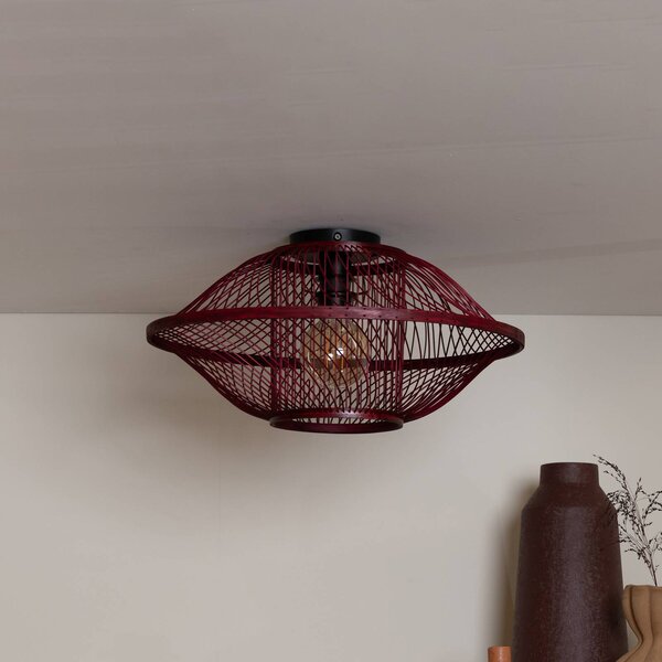 Good & Mojo Plafoniera soffitto Maui, dimmerabile, Rosso, Soggiorno / Sala da pranzo, bambù, Design, Plafoniera