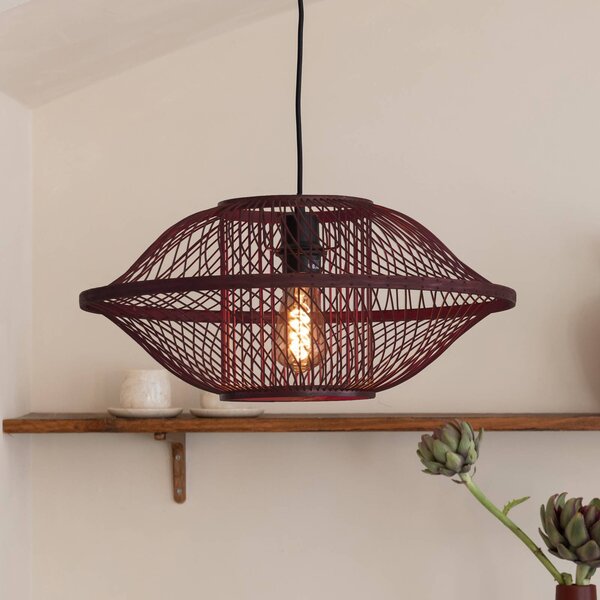 Good & Mojo Lampada a sospensione Maui, dimmerabile, Rosso, Soggiorno / Sala da pranzo, bambù, Design, Lampada a sospensione