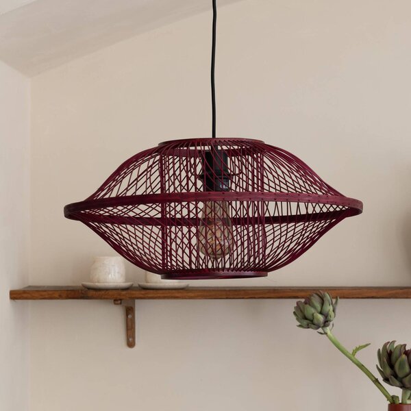 Good & Mojo Lampada a sospensione Maui, dimmerabile, Rosso, Soggiorno / Sala da pranzo, bambù, Design, Lampada a sospensione