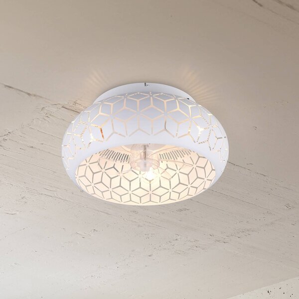 Reality Leuchten Ventilatore con luce Bidar, bianco, DC, silenzioso, 50 cm, telecomando Bidar, Bianco / Opale, Soggiorno / Sala da pranzo, Metallo, Moderno