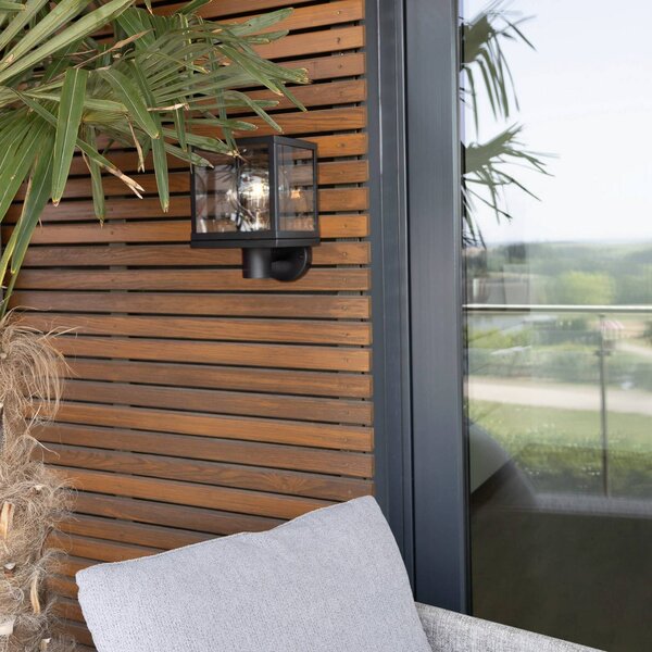SEGULA Applique da esterno Modern, acciaio inossidabile, vetro, nero, E27 dimmerabile, Nero, Acciaio Inox