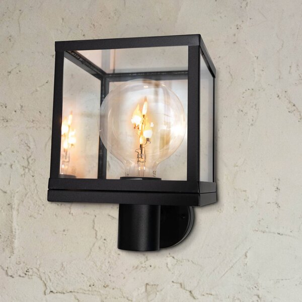 SEGULA Applique da esterno Modern, acciaio inossidabile, vetro, nero, E27 dimmerabile, Nero, Acciaio Inox