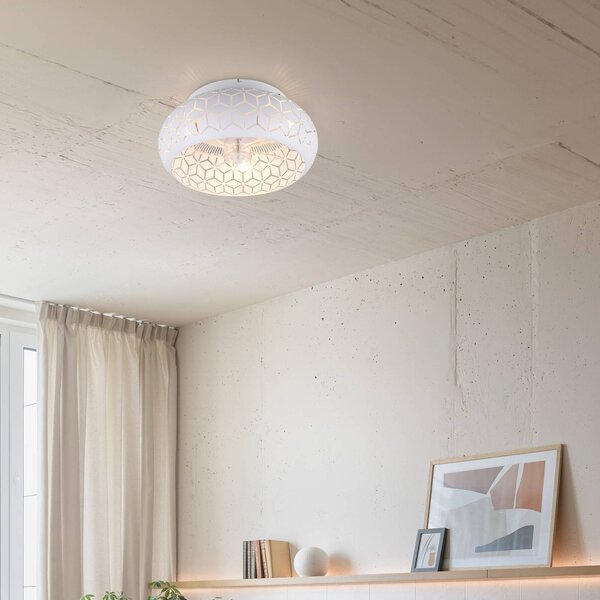 Reality Leuchten Ventilatore con luce Bidar, bianco, DC, silenzioso, 50 cm, telecomando Bidar, Bianco / Opale, Soggiorno / Sala da pranzo, Metallo, Moderno