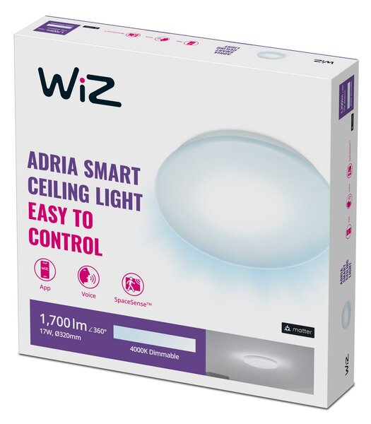 Plafoniera WiZ, Adria, dimmerabile, Bianco, Soggiorno, Plastica, Moderno