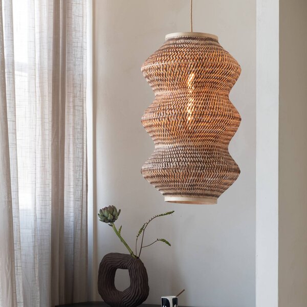 Good & Mojo Lampada a sospensione Barbados, dimmerabile, Legno scuro, Soggiorno / Sala da pranzo, bambù, Design, Lampada a sospensione