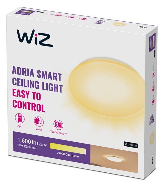 Plafoniera WiZ, Adria, dimmerabile, Bianco, Soggiorno, Plastica, Moderno