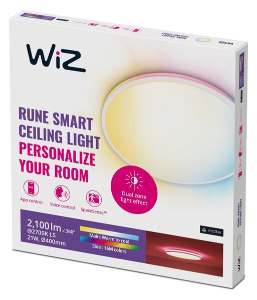 Plafoniera WiZ, Rune, dimmerabile, Bianco, Soggiorno, Plastica, Moderno