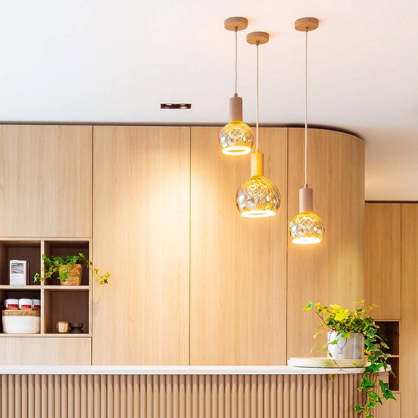 SEGULA Lampada a sospensione Flow, dimmerabile, Legno chiaro, Soggiorno / Sala da pranzo, Legno, Lampada a sospensione