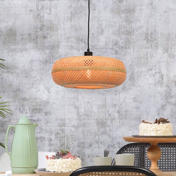 Good & Mojo Lampada a sospensione Palawan, dimmerabile, Legno chiaro, Soggiorno / Sala da pranzo, bambù, Design, Lampada a sospensione