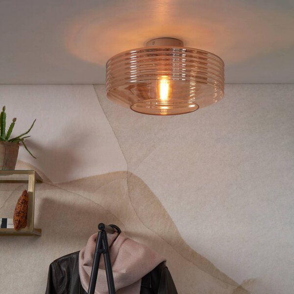 It's about RoMi Plafoniera soffitto Verona, dimmerabile, Crema / Ambra, Soggiorno / Sala da pranzo, Vetro, Design, Plafoniera