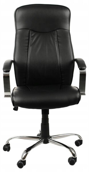 Sedia da ufficio ergonomica girevole ZN-9152, rivestita in ecopelle, con funzione reclinabile, ruote morbide, nero