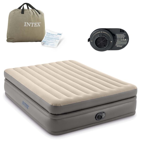 Materasso gonfiabile Intex - Prime Comfort - 2 persone - 152x203x51 cm (LxLxA) - Grigio - Pompa a motore incorporata