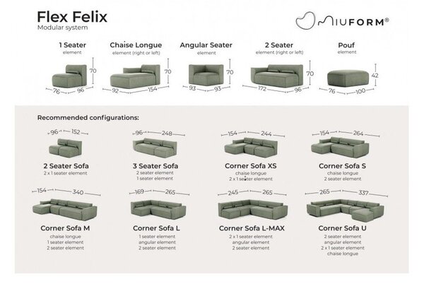 Divano angolare componibile beige (con penisola a sinistra) Flex Felix – Miuform