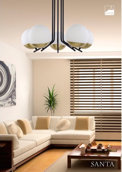 Jupiter 1720 - Lampadario a sospensione SANTA 5xE14/40W/230V ottone