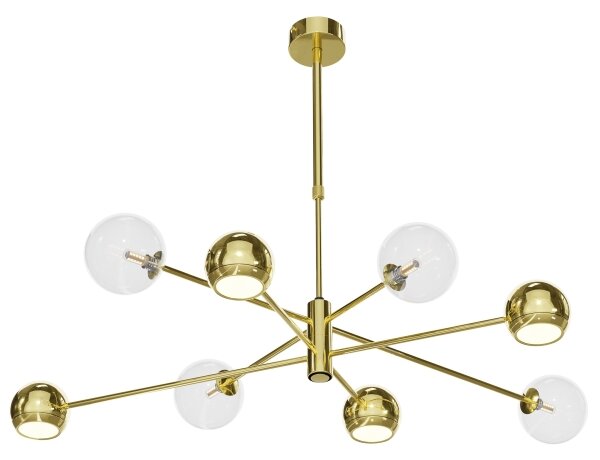 Jupiter 1970 - Lampadario a sospensione con supporto rigido MOKA 4xGU10/10W/230V + 4xG9/10W/230V oro/limpido