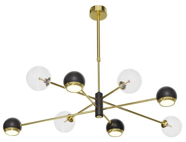 Jupiter 1973 - Lampadario a stelo MOKA 4xGU10/10W/230V + 4xG9/10W/230V oro/nero/trasparente