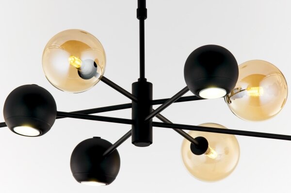 Jupiter 1994 - Lampadario a sospensione con supporto rigido MOKA 4xGU10/10W/230V + 4xG9/10W/230V nero/beige