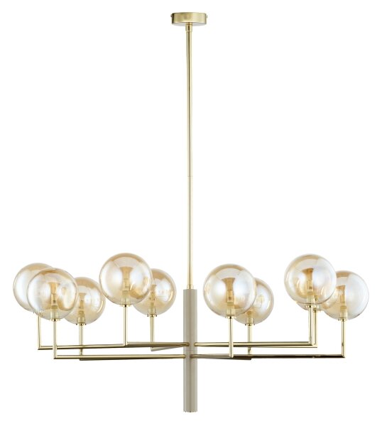 Jupiter 1977 - Lampadario a sospensione con supporto rigido FEME 10xG9/10W/230V oro/beige